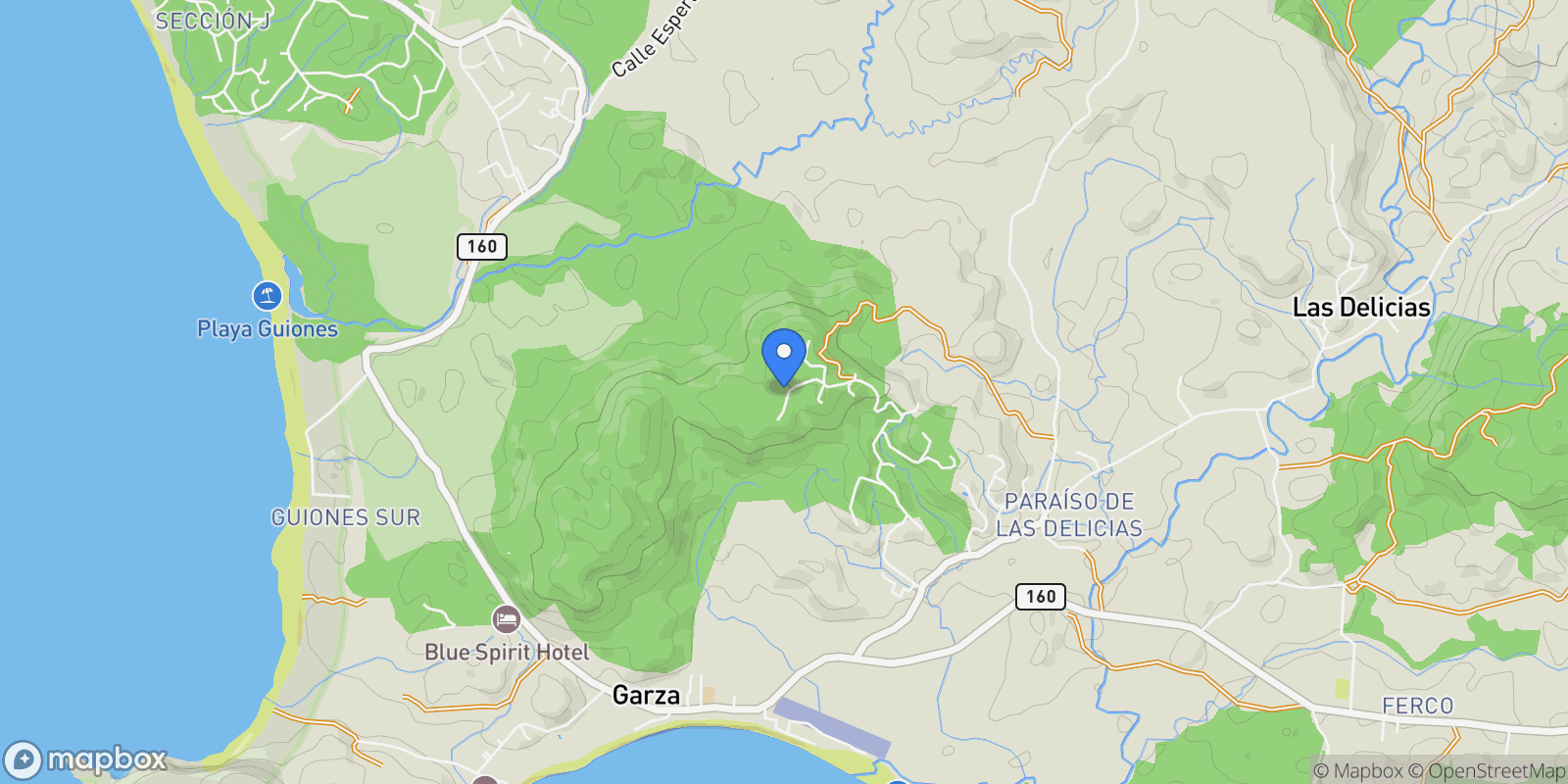 Map showing Nosara | Garza, Nosara, G, Garza, Guanacaste Province, Costa Rica.
