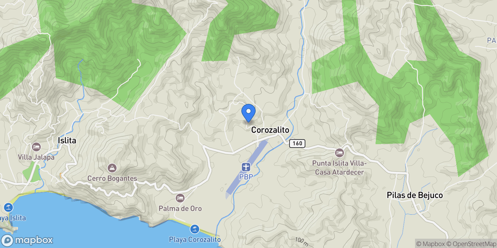 Map showing Corozalito, Corozalito, G, Nandayure, Costa Rica.