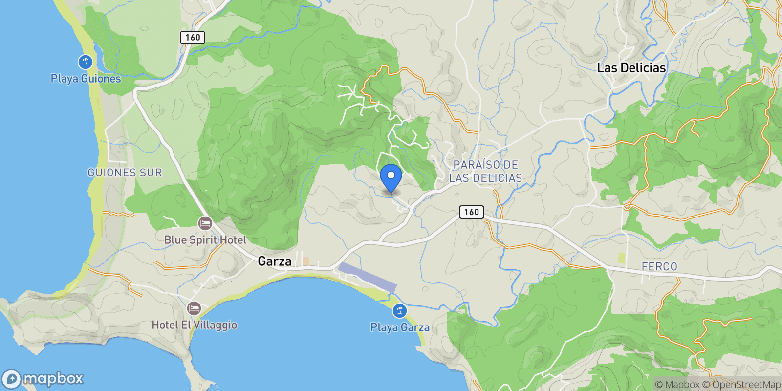 Map showing Nosara | Garza, Nosara, G, Nicoya, Costa Rica.