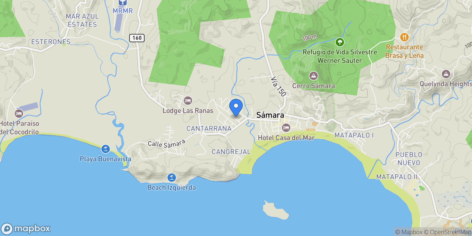 Map showing Casa Morpho, Sámara, Guanacaste Province, Costa Rica.