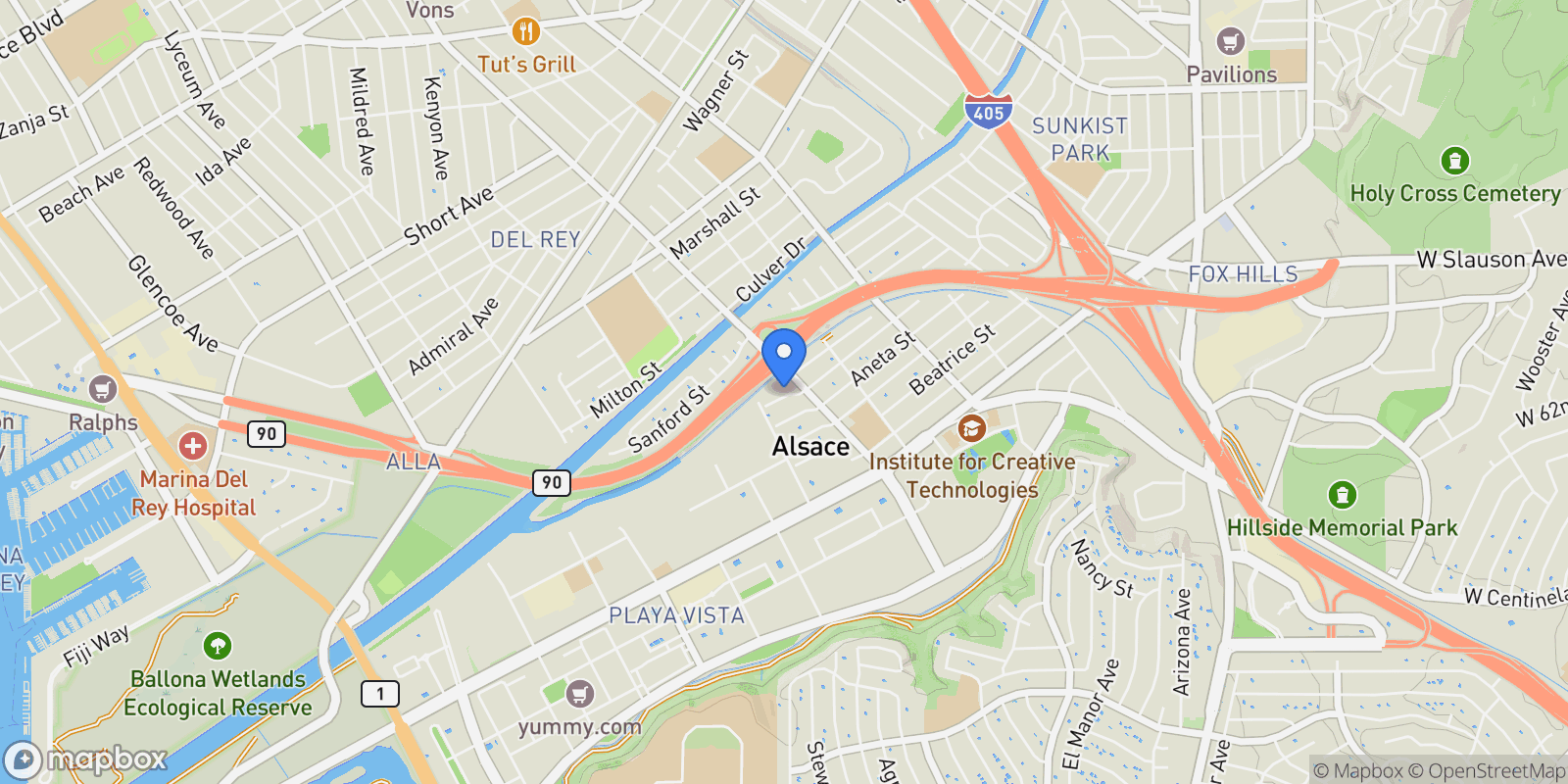 Map showing 12415 Hammack Street, Los Angeles, California, United States.