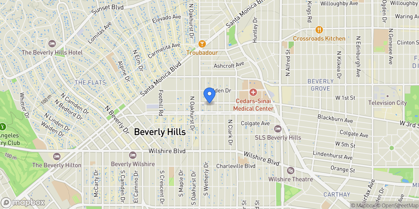 Map showing 9000 W 3rd Street 103, West Hollywood, California, United States.