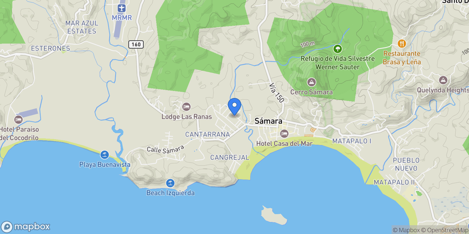 Map showing Casa Dylan, Sámara, Guanacaste Province, Costa Rica.