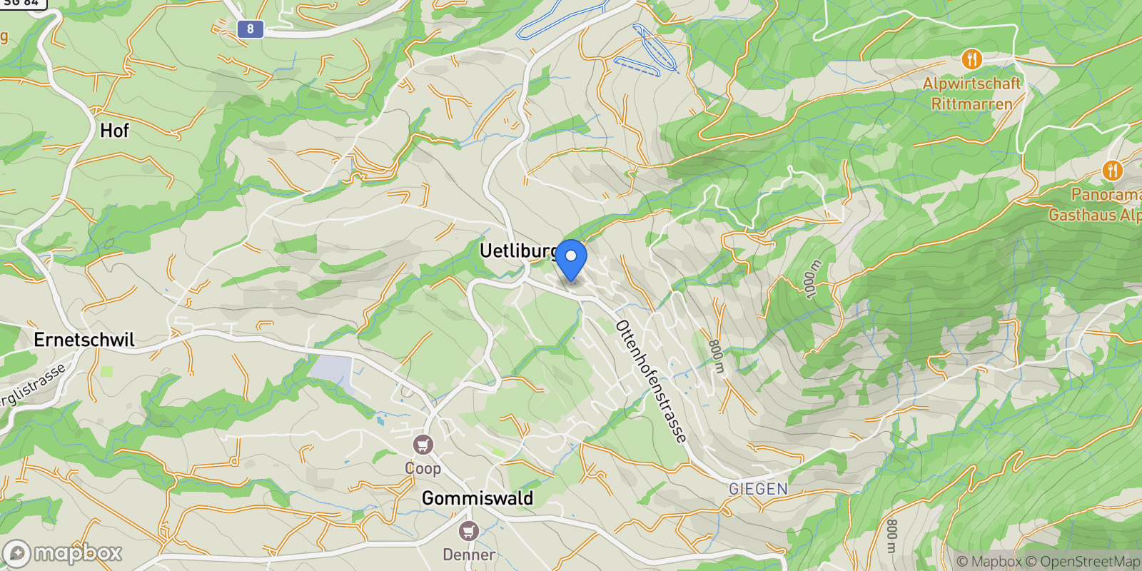 Map showing Schubingen 6, 8738 Uetliburg, Switzerland, Gommiswald, St. Gallen, Switzerland.