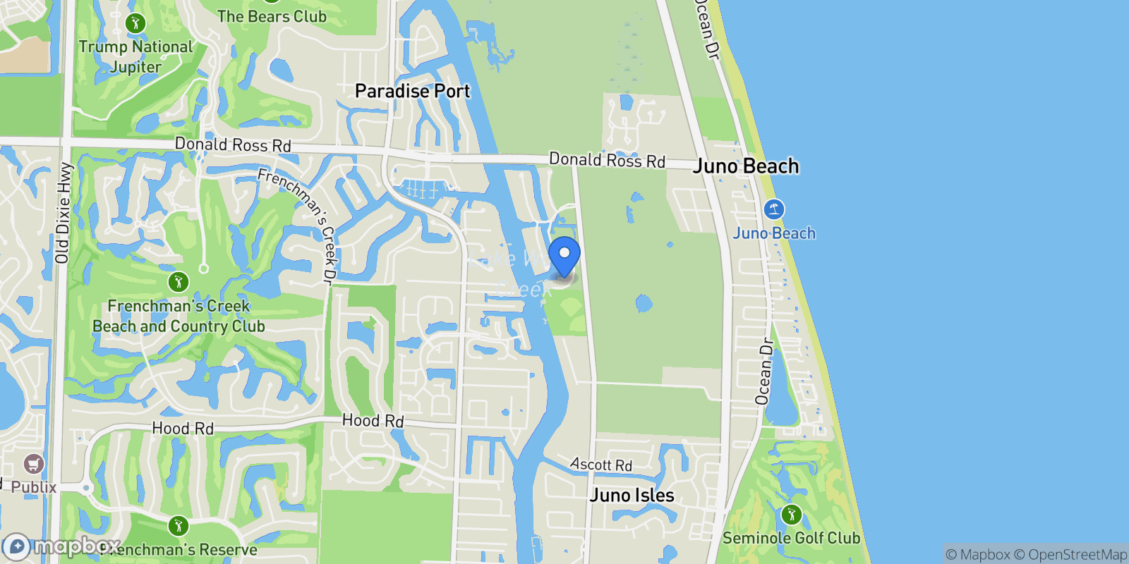Map showing 13501 Treasure Cove Circle, North Palm Beach, Florida, United States.