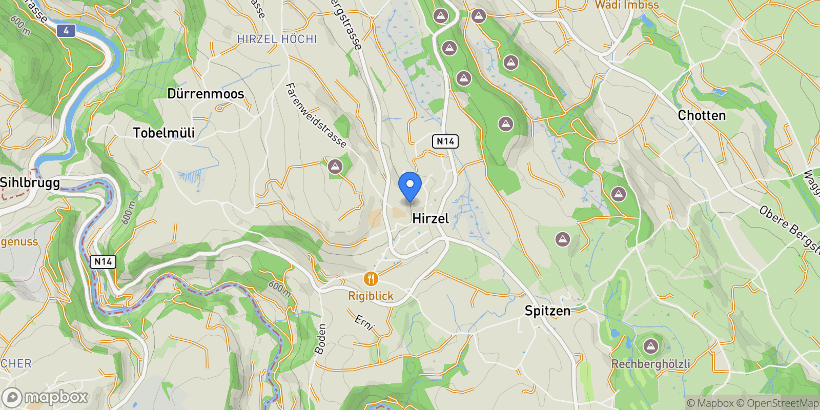 Map showing Kirchrain 36, 8816 Hirzel, Switzerland, Horgen, Zürich, Switzerland.