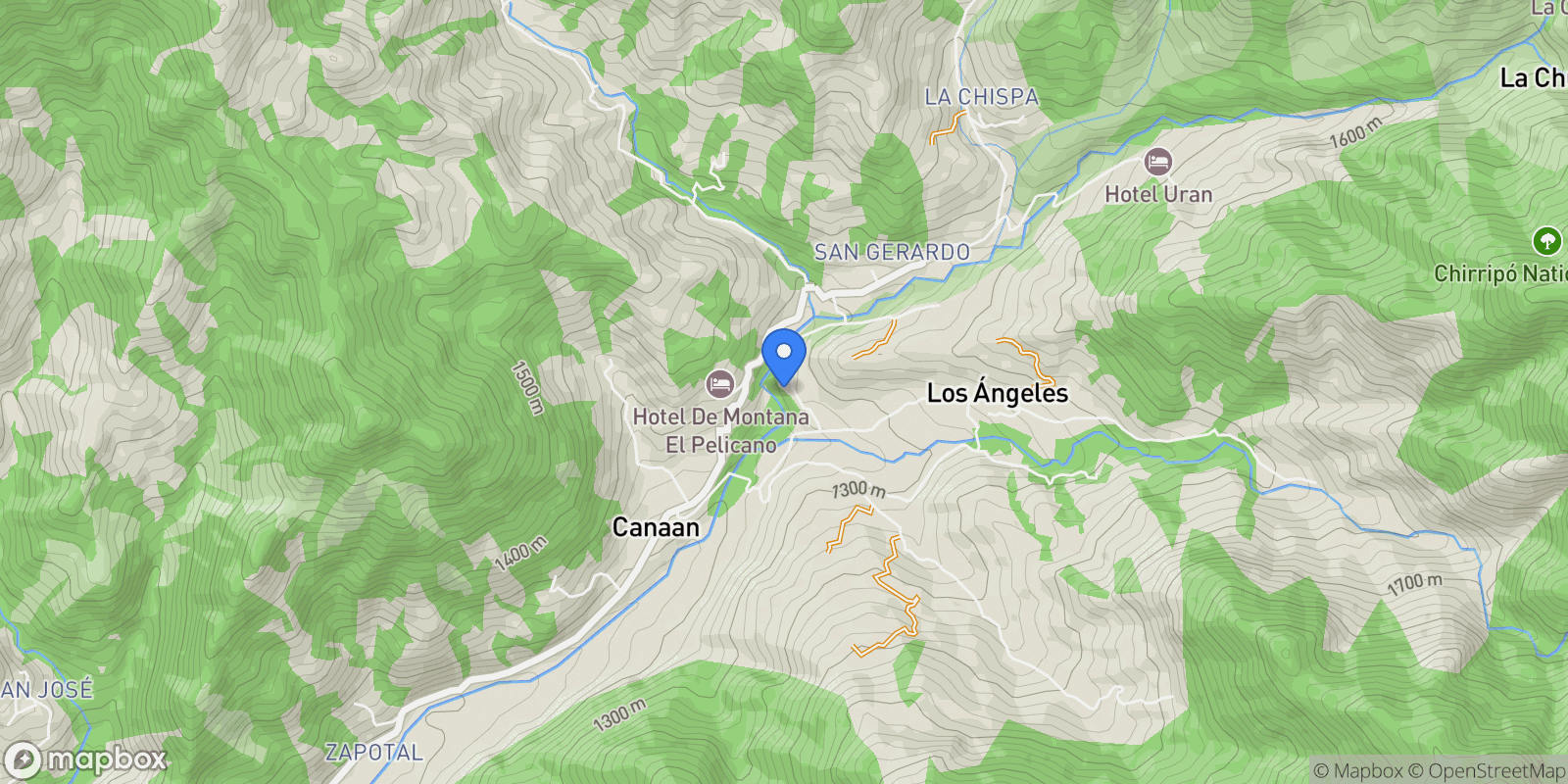 Map showing Los Angeles River Side Retreat, Rivas, San José Province, Costa Rica.