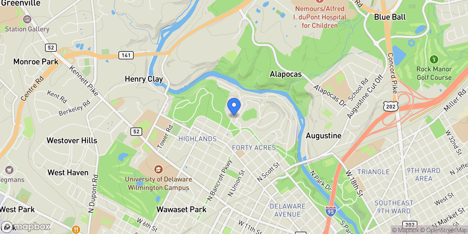 Map showing 10 Rockford Road, Wilmington, DE 19806, Wilmington, Delaware, United States.