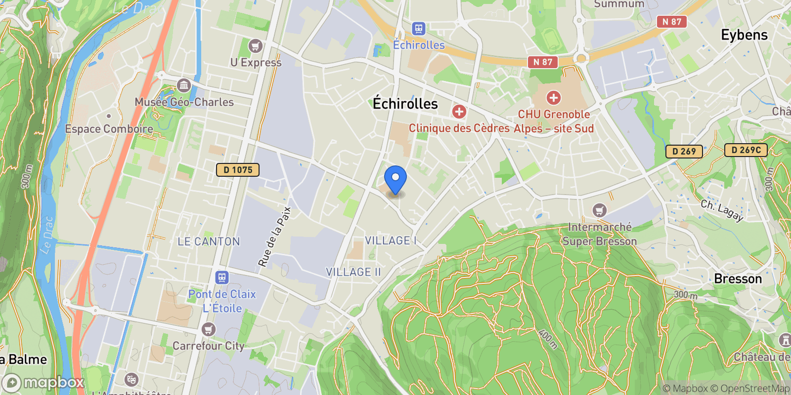 Map showing Échirolles, Auvergne-Rhône-Alpes, France.