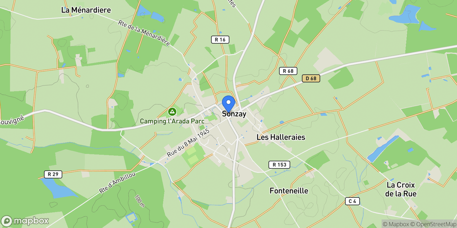 Map showing Sonzay, Centre-Val de Loire, France.