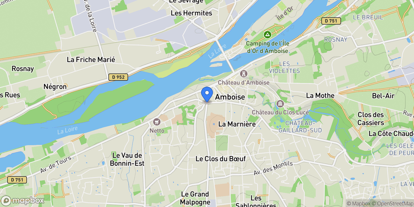 Map showing Amboise, Centre-Val de Loire, France.
