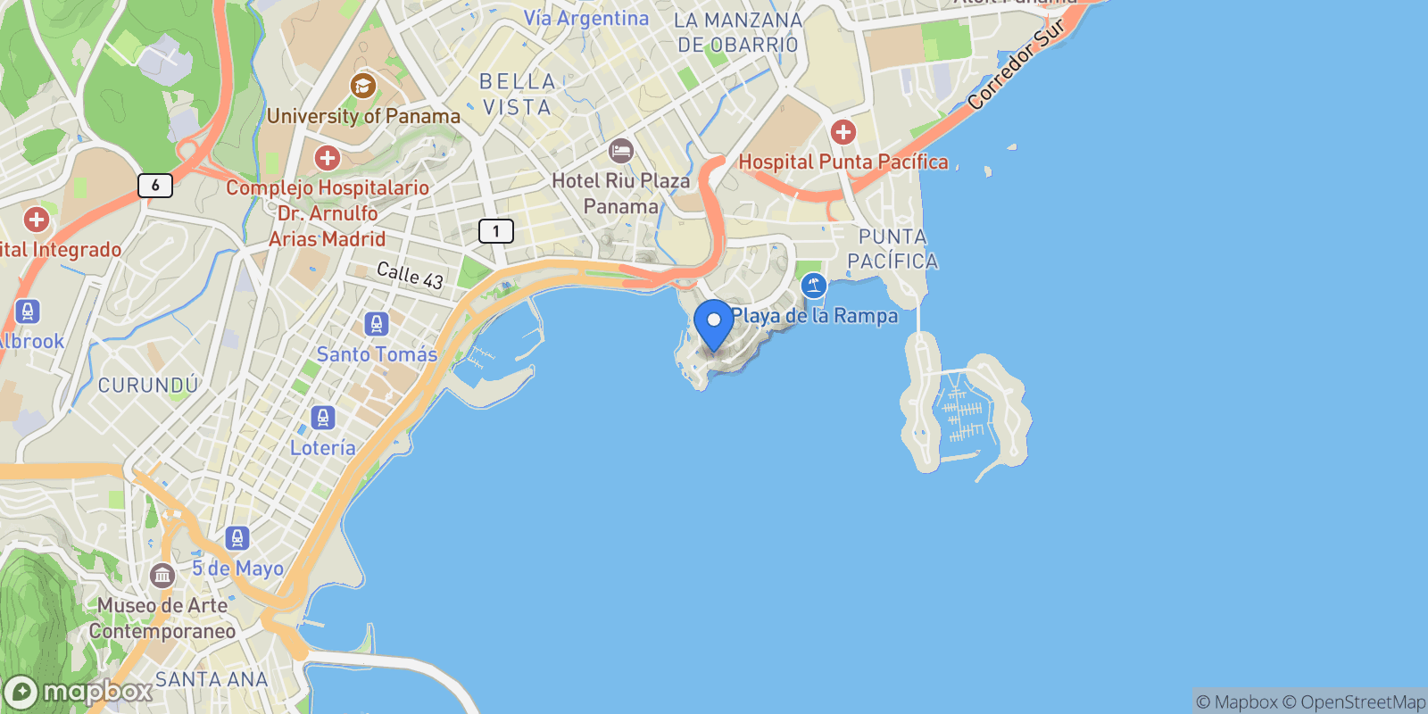 Map showing Panama City, Panama, Panama.