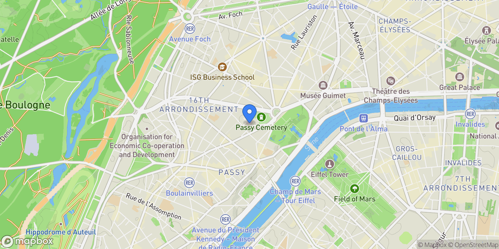 Map showing Rue Pétrarque, Paris, Île-de-France, France.