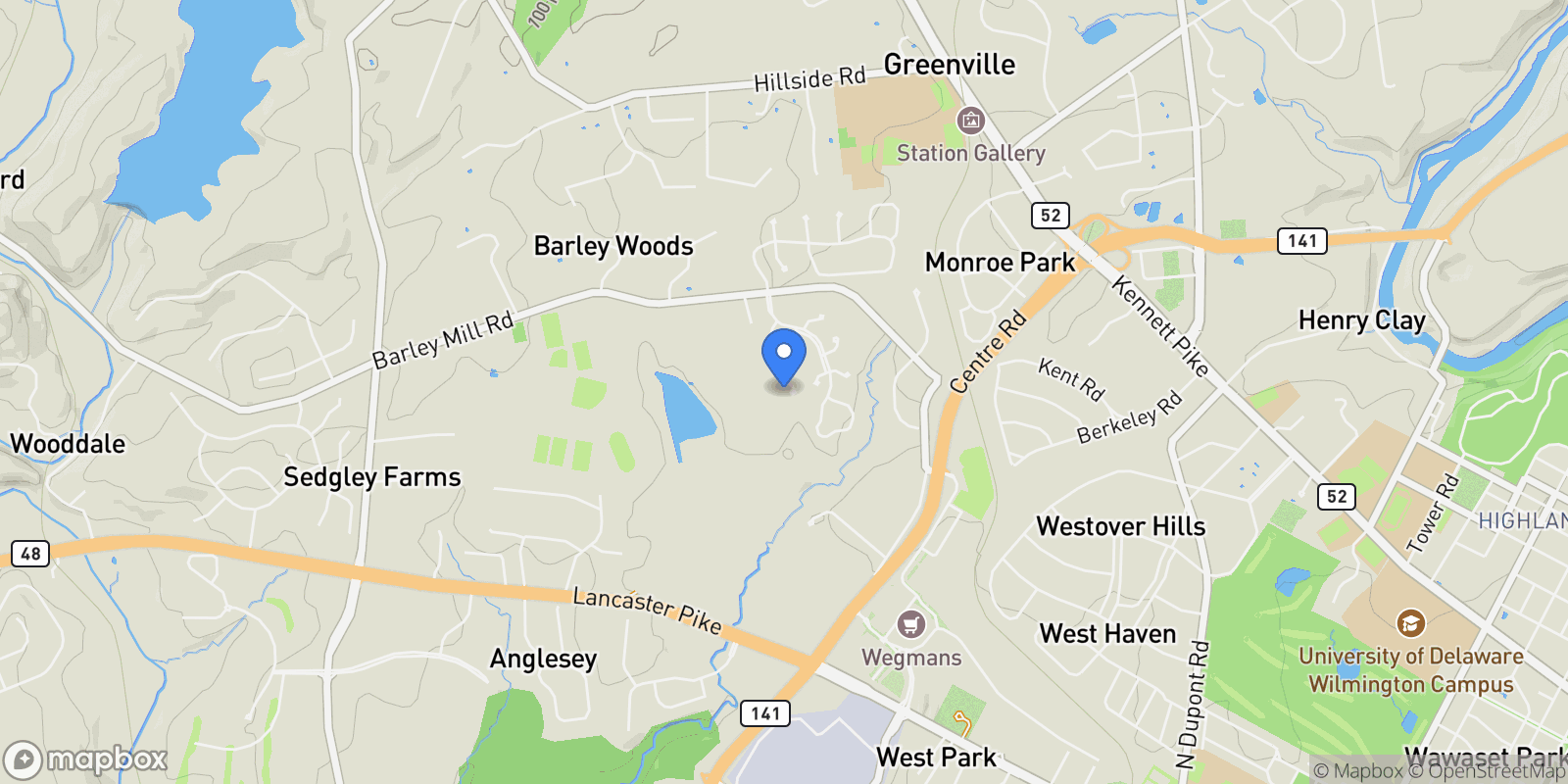 Map showing 1005 Warwick, Wilmington, DE 19807, Wilmington, Delaware, United States.