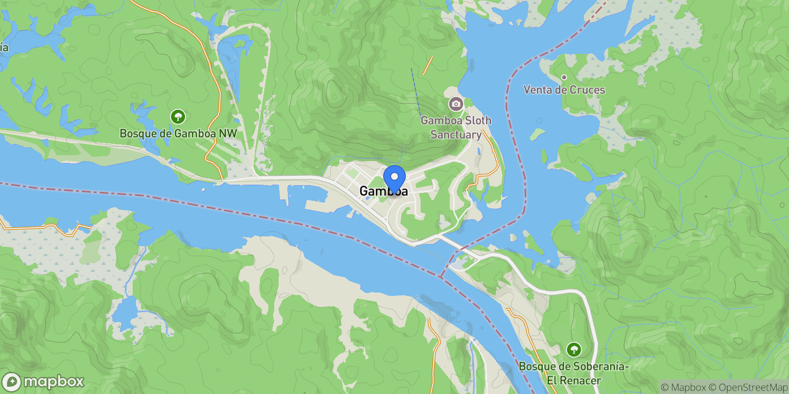 Map showing Gamboa, Colón Province, Panama.