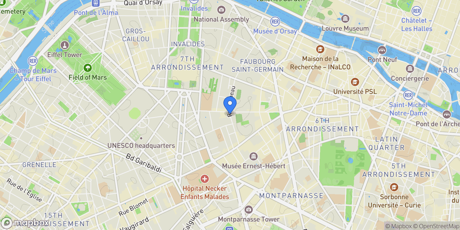 Map showing Rue Vaneau, Paris, Île-de-France, France.