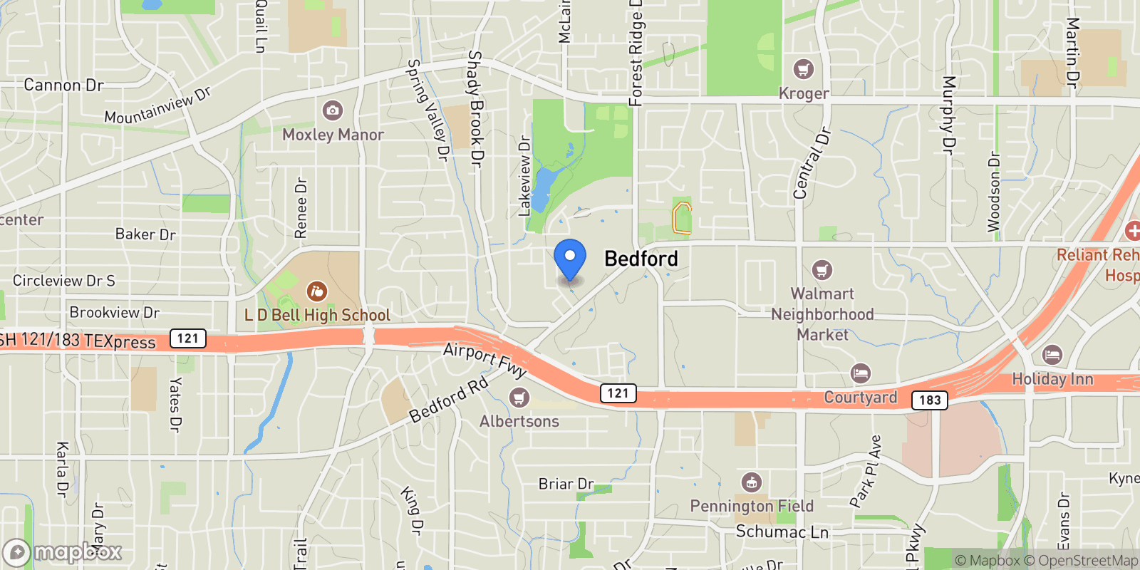 Map showing 3817 Grace Park Lane, Bedford, Texas, United States.