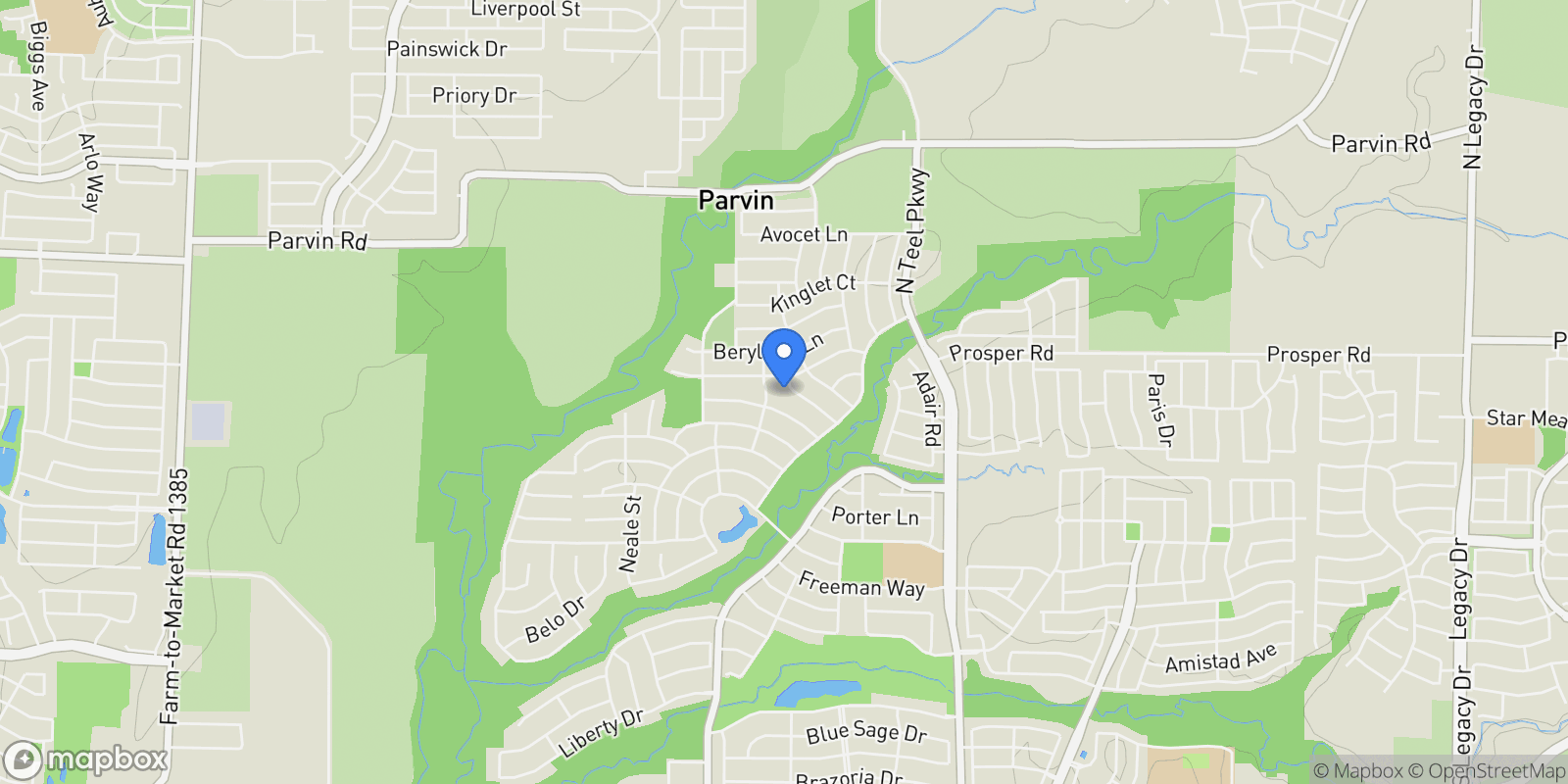 Map showing 4111 Zina Lane, Prosper, Texas, United States.