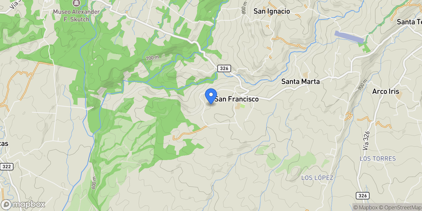 Map showing 19 Bedroom Hotel, Pérez Zeledón, Costa Rica.