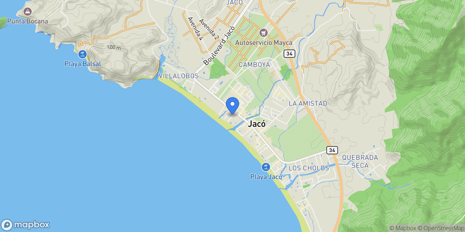 Map showing Diamante del Sol, Jaco, Puntarenas Province, Costa Rica.