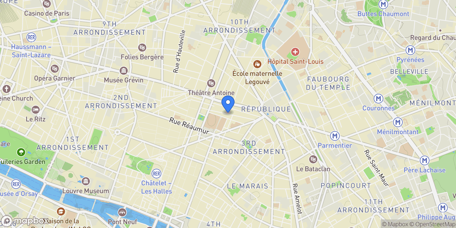 Map showing Rue Notre-Dame de Nazareth, Paris, Île-de-France, France.