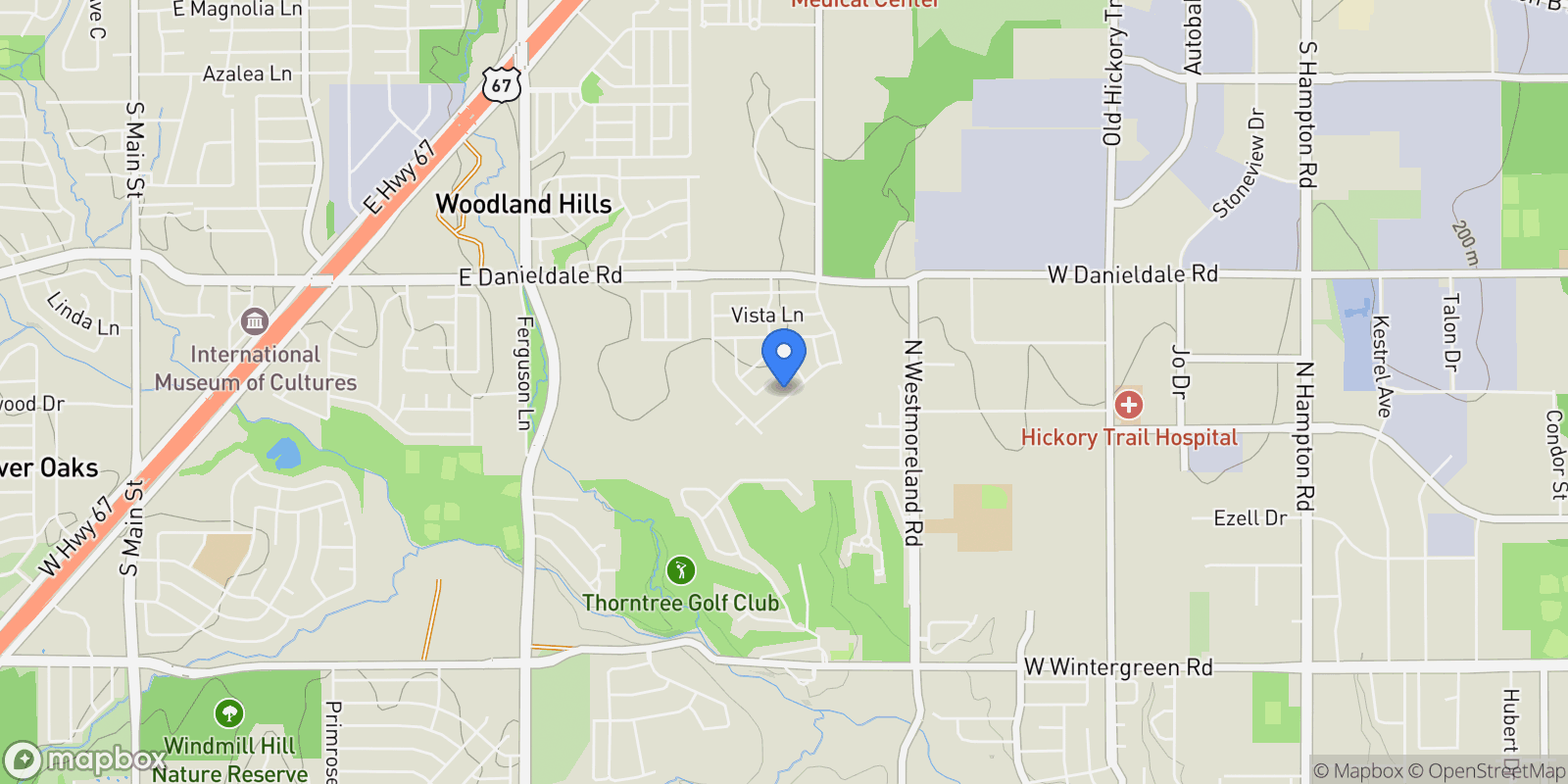Map showing 933 Ford Drive, DeSoto, Texas, United States.