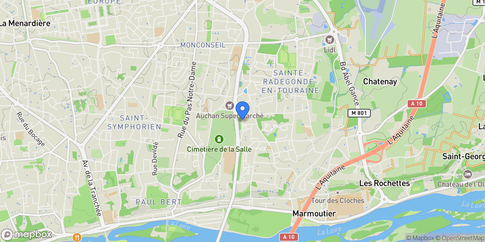 Map showing Rue de l'Anguille, Tours, Centre-Val de Loire, France.