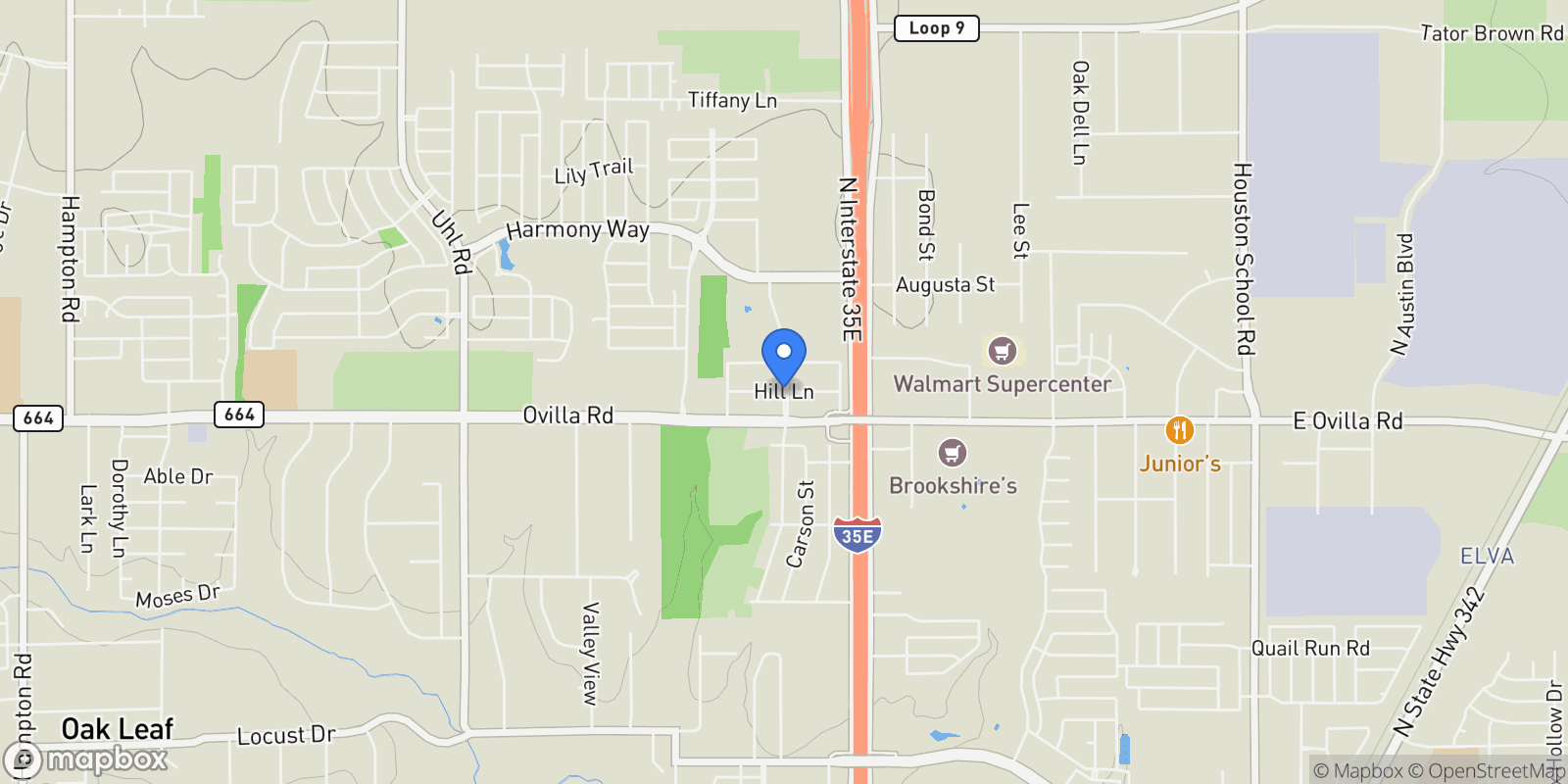 Map showing 403 Birkdale Lane, Red Oak, Texas, United States.