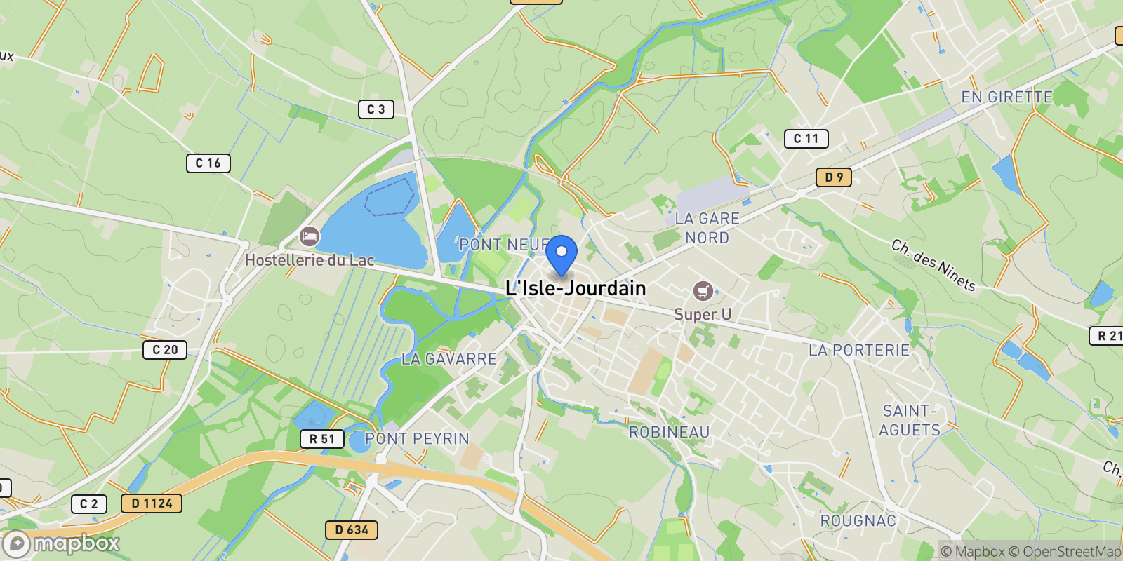 Map showing L'Isle-Jourdain, Occitanie, France.