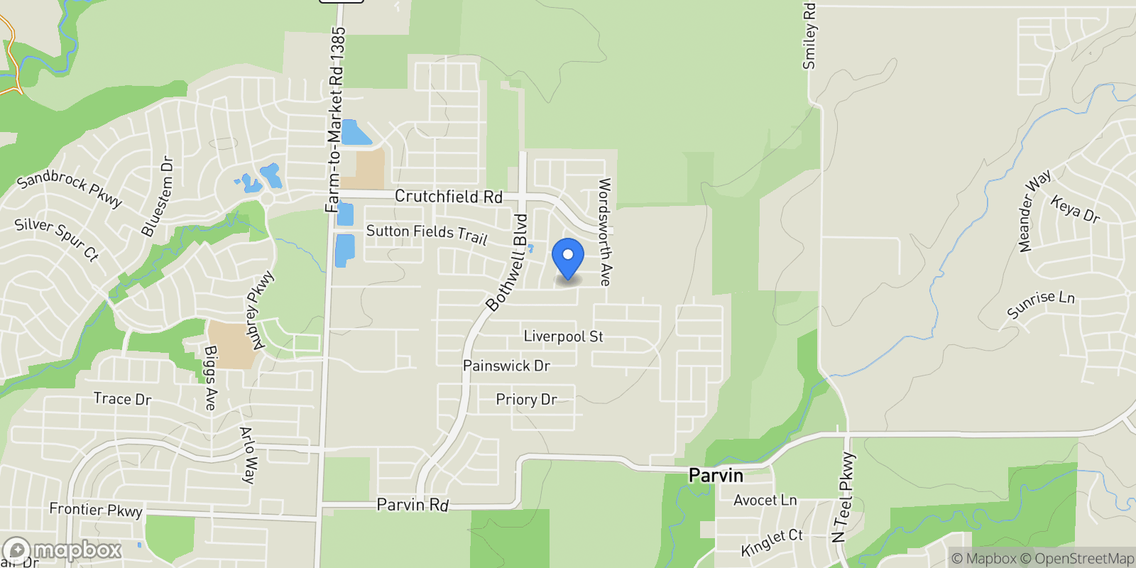 Map showing 5809 Halton Drive, Cross Roads, Texas, United States.