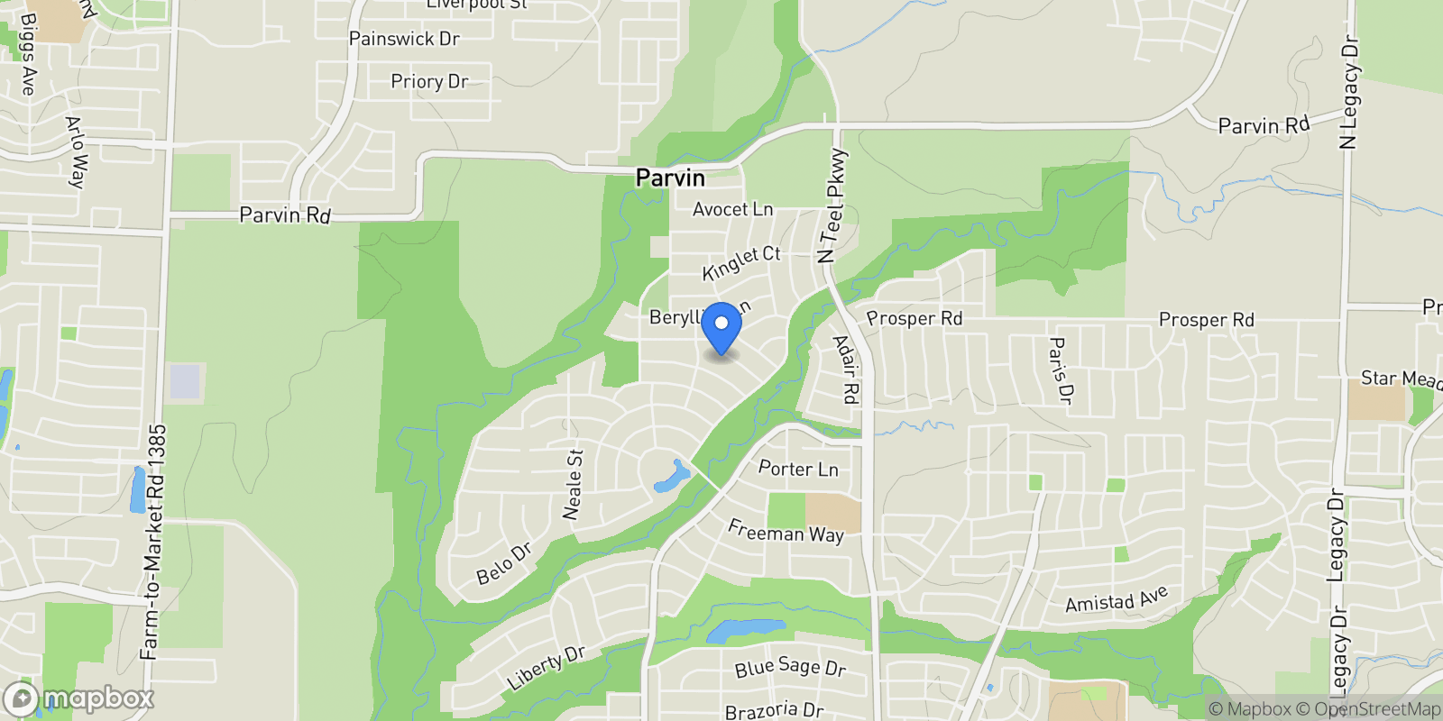 Map showing 4091 Zina Lane, Prosper, Texas, United States.