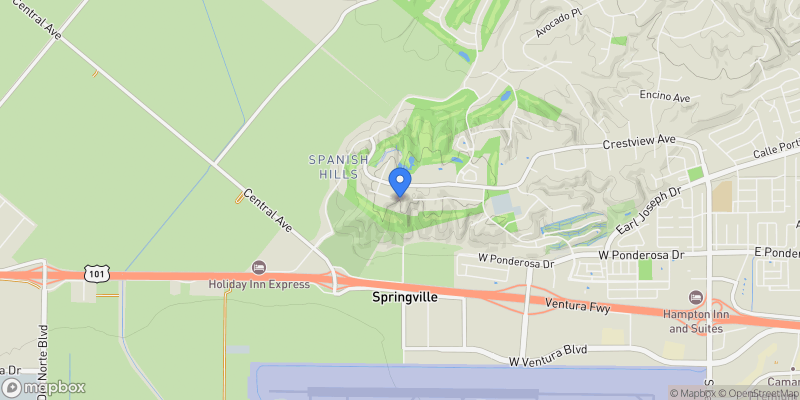 Map showing 1009 Corte Barroso, Camarillo, CA 93010, Camarillo, California, United States.