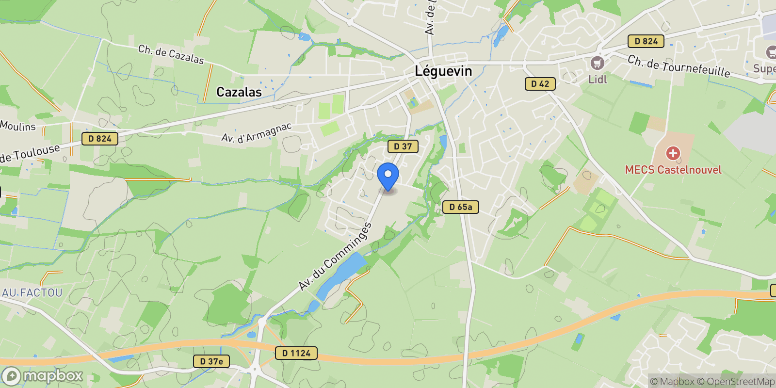 Map showing Léguevin, Occitanie, France.