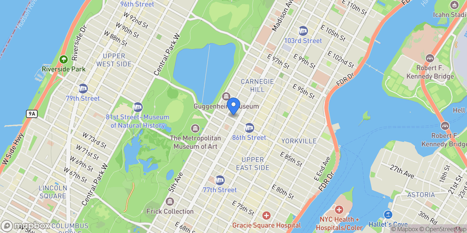 Map showing 61 East 86th Street 76, New York, NY 10028, New York, New York, United States.