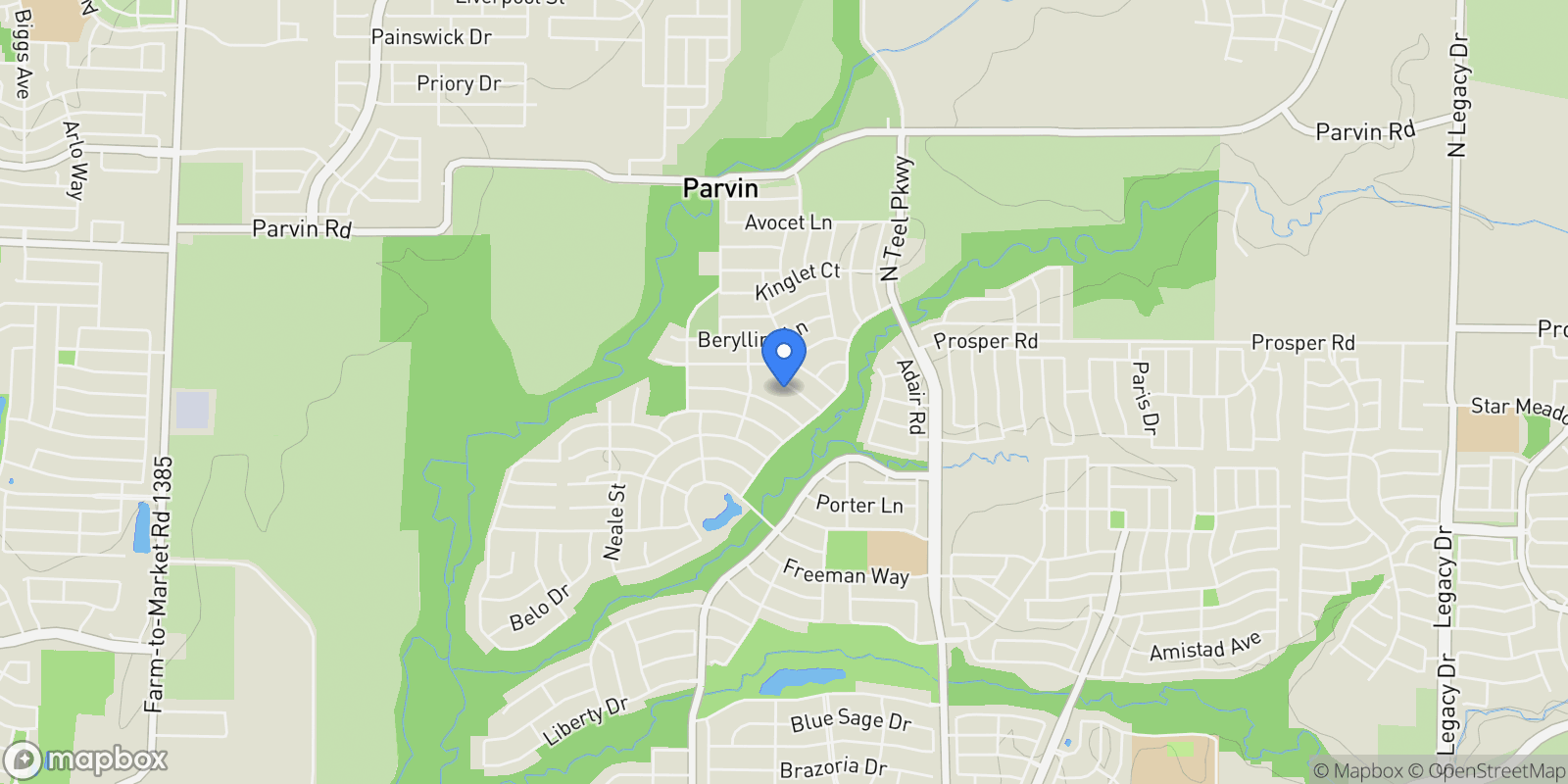Map showing 4071 Zina Lane, Prosper, Texas, United States.