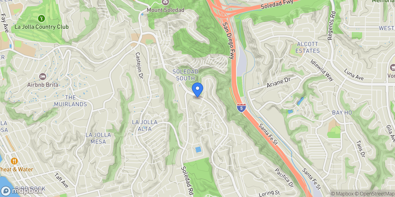 Map showing 5826 Soledad Mountain Rd, La Jolla, CA 92037, San Diego, California, United States.