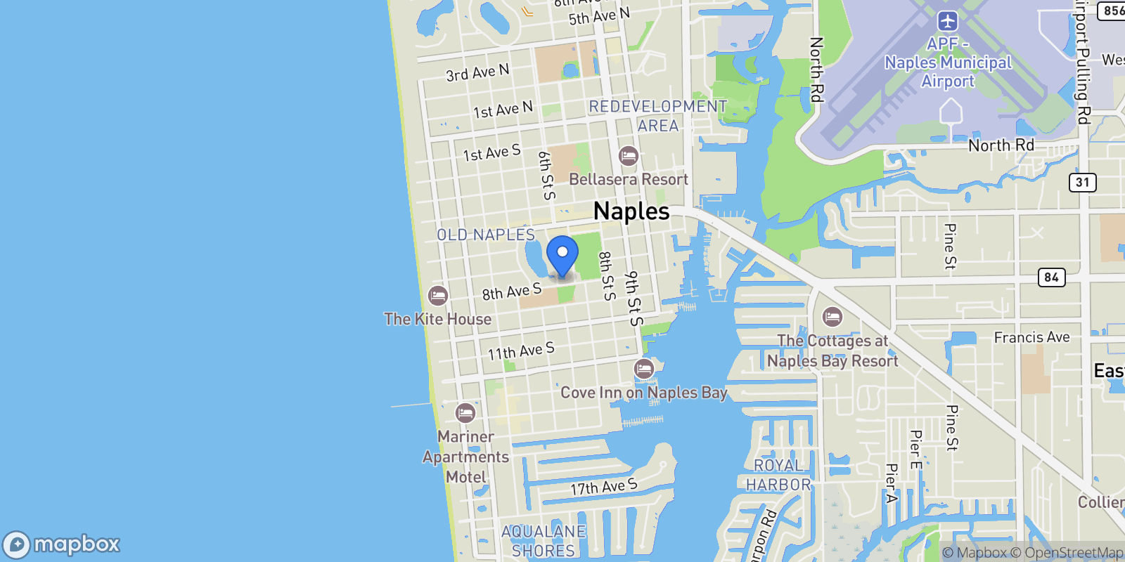 Map showing 605 8th Avenue S 605, Naples, Florida, United States.