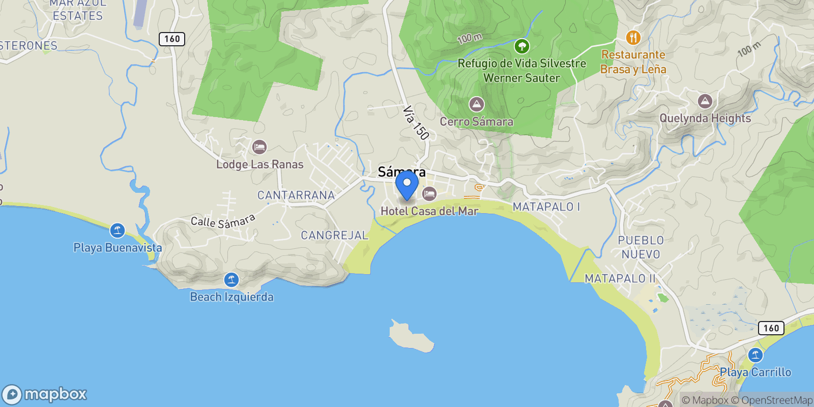 Map showing La Dolce Vita, Sámara, Guanacaste Province, Costa Rica.
