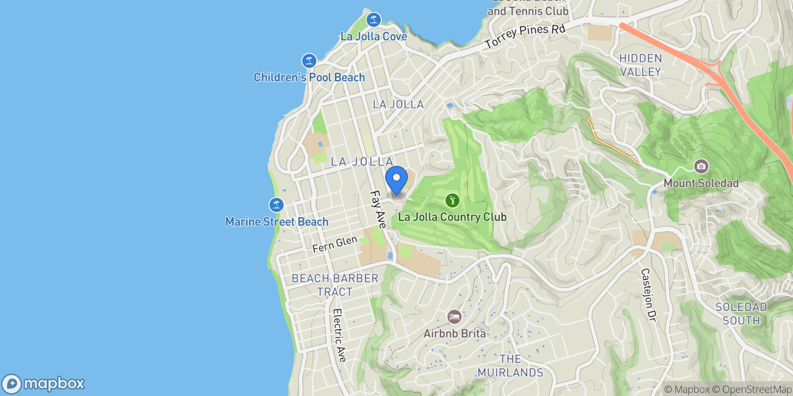 Map showing 1000 Genter, San Diego, California, United States.