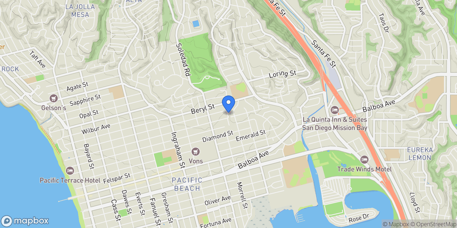 Map showing 4813-11 Academy (Lot 16), San Diego, California, United States.