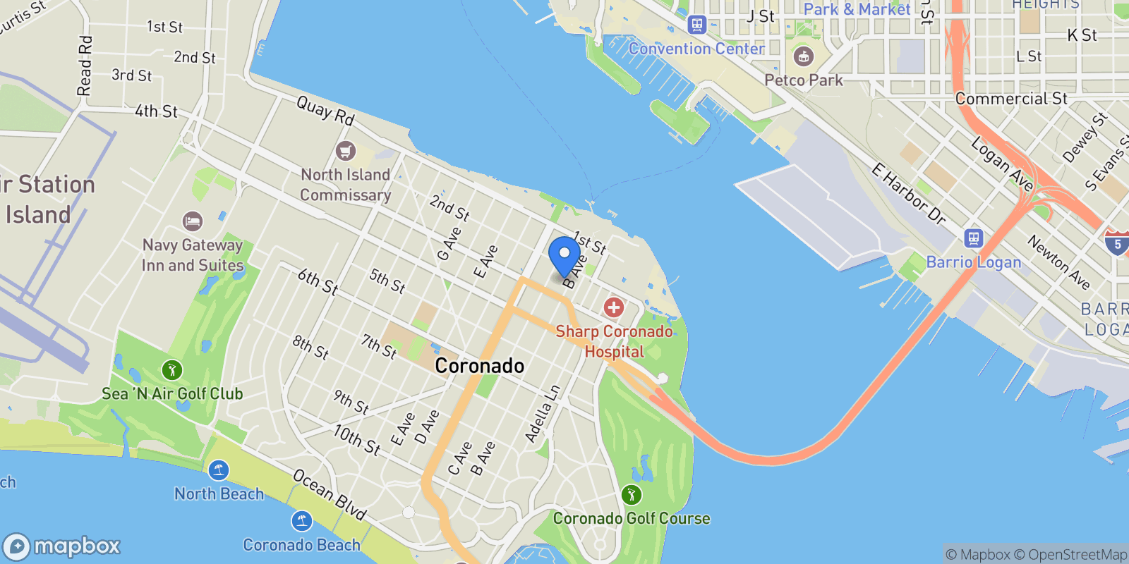 Map showing 240 B Avenue, Coronado, California, United States.