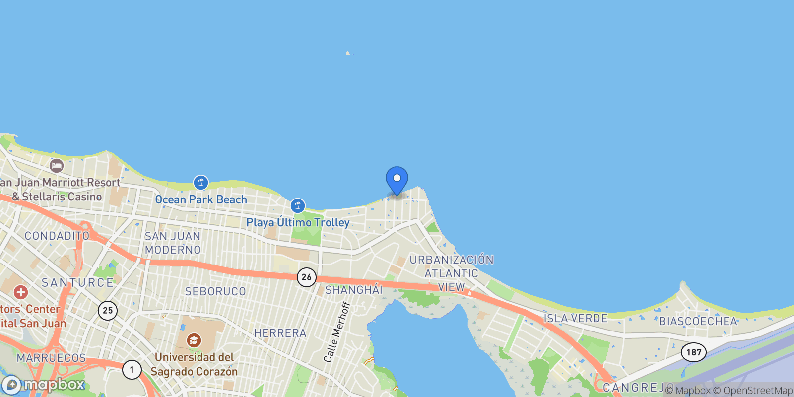 Map showing San Juan CALLE BUCARE, PUNTA LAS MARÍAS DEV., SAN JUAN Lote 5, San Juan, San Juan, Puerto Rico.