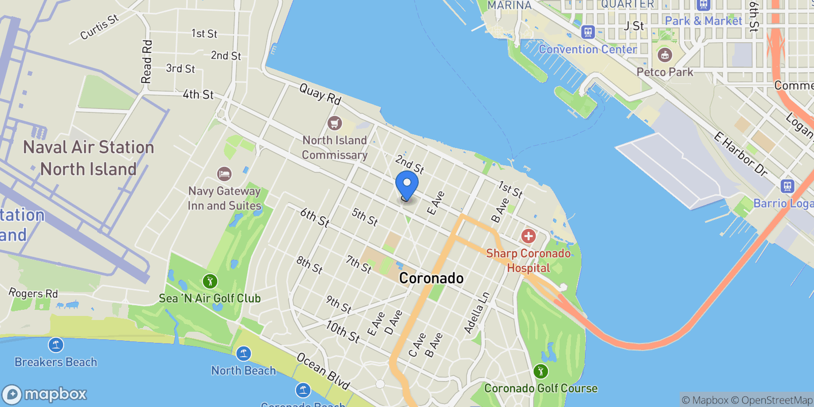 Map showing 349-351 G Avenue, Coronado, California, United States.