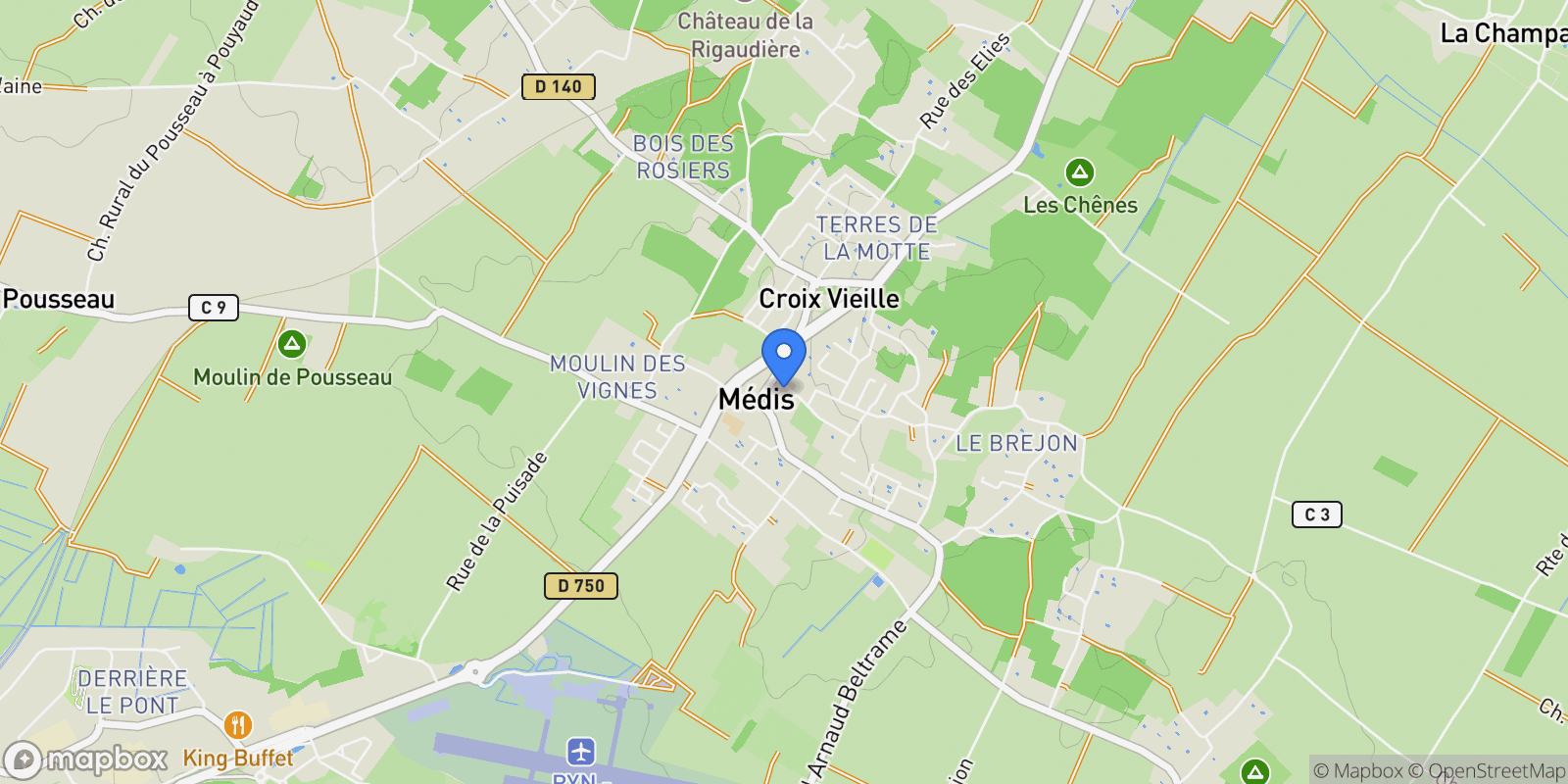 Map showing MEDIS, T 17600, Médis, Nouvelle-Aquitaine, France.