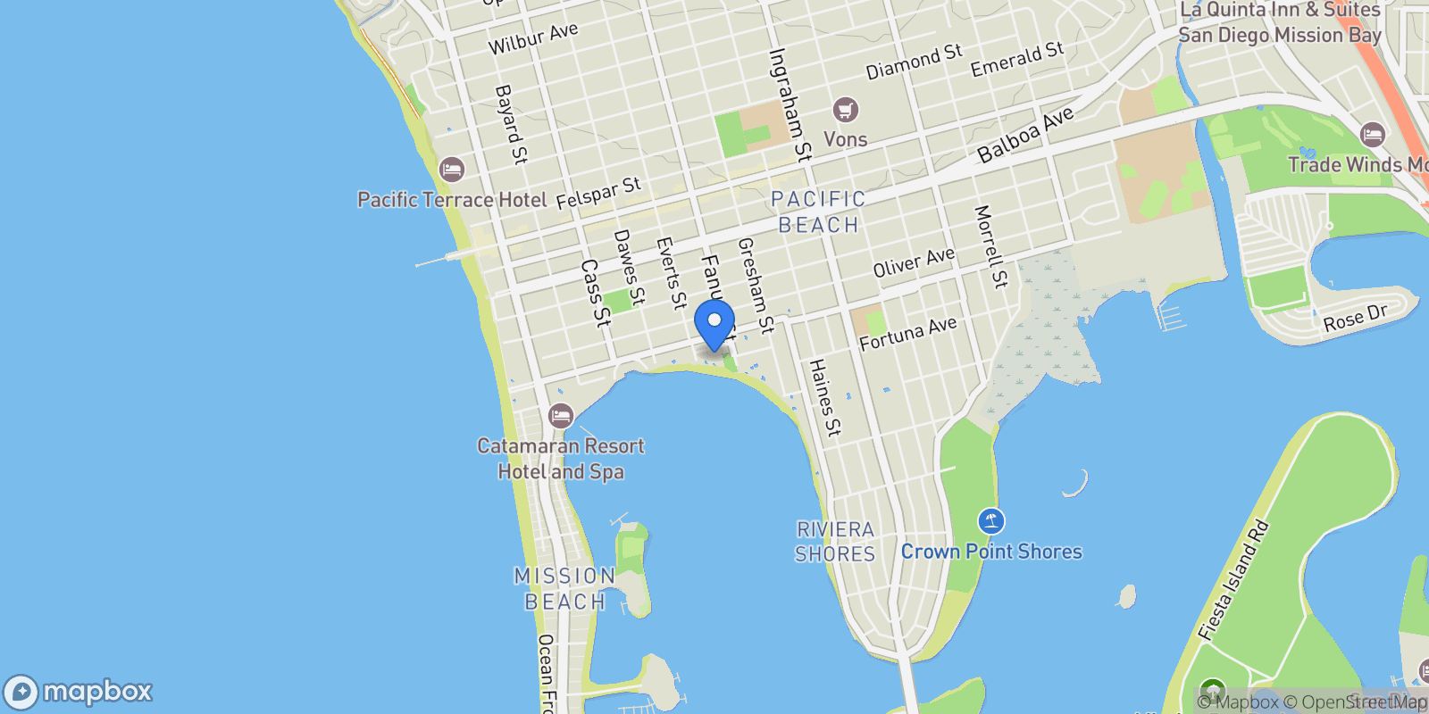 Map showing 1235 Parker Pl 2B, San Diego, California, United States.