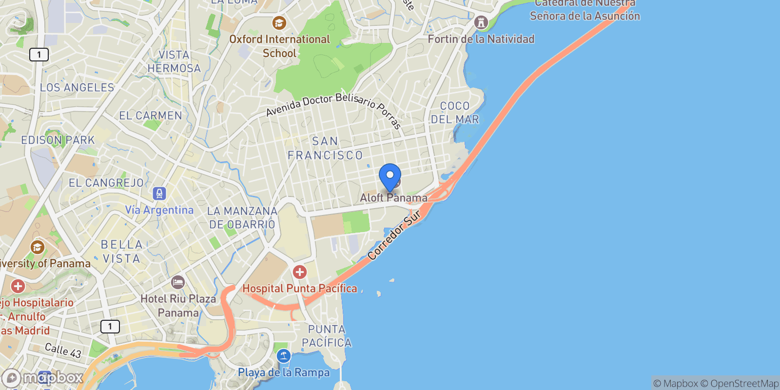 Map showing San Miguelito, Coclé Province, Panama.