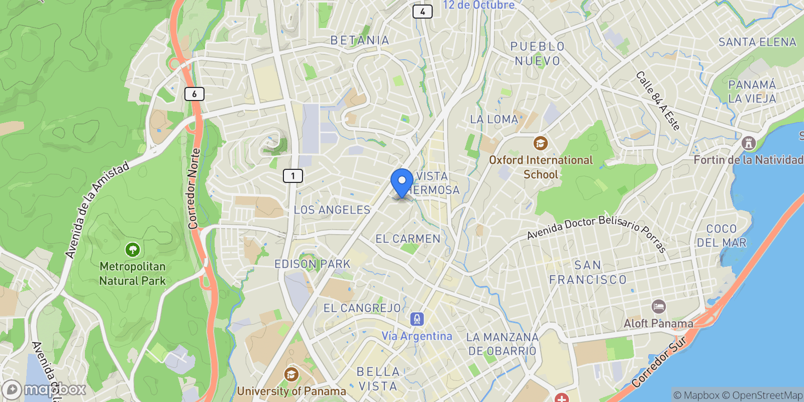 Map showing Panama City, Panama, Panama.