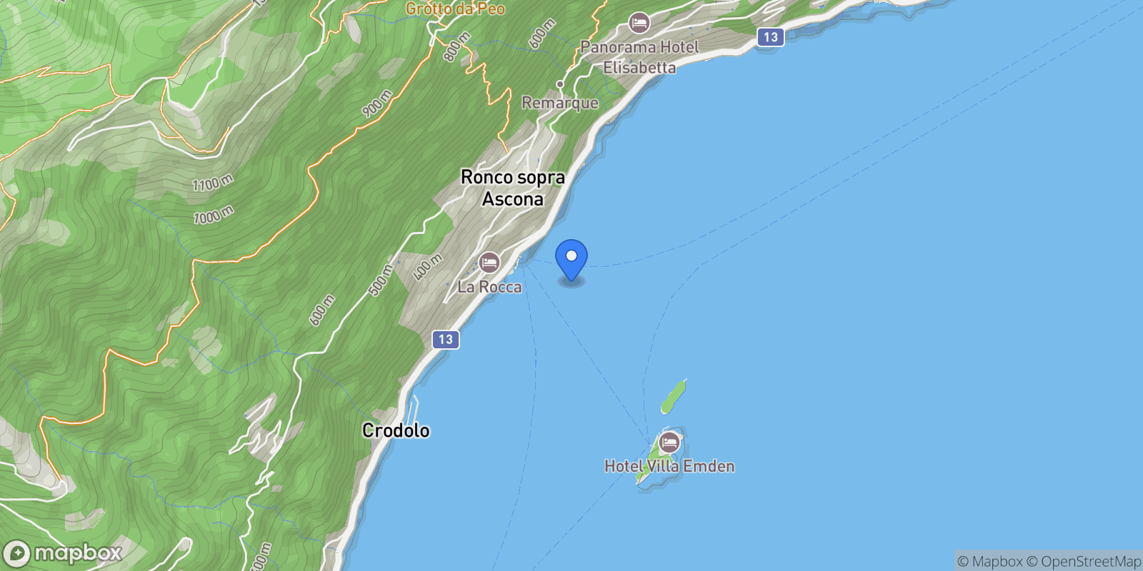 Map showing Ronco sopra Ascona, Ticino, Switzerland.