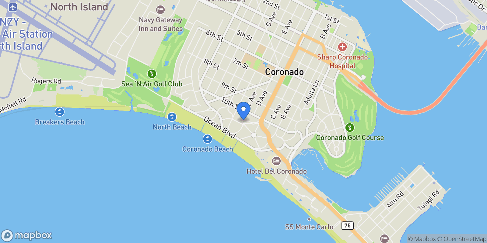 Map showing 1074 Isabella Avenue, Coronado, California, United States.