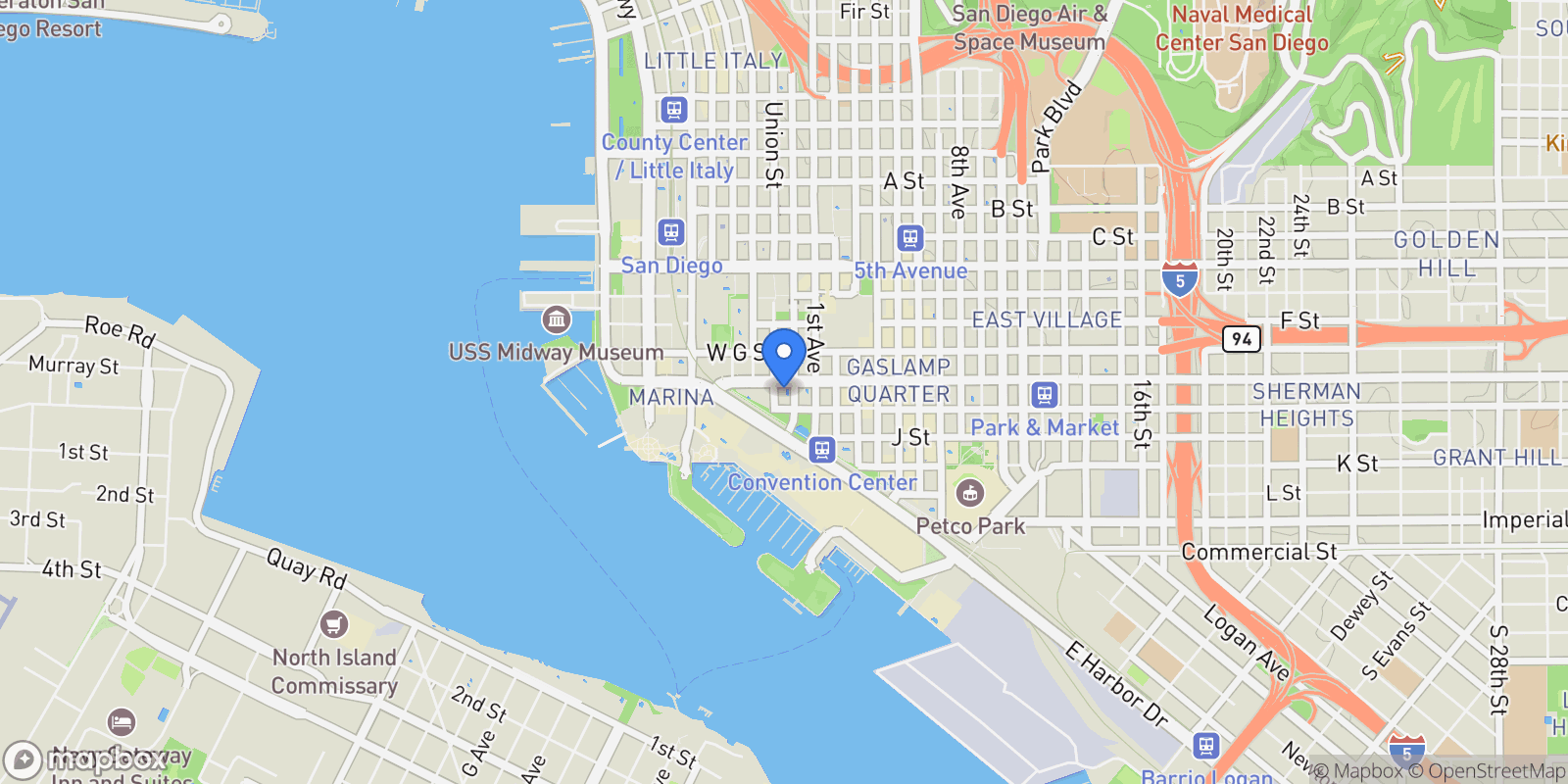 Map showing 550 Front St 2303, San Diego, California, United States.